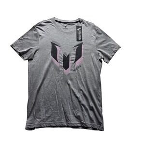 Messi Collection Shirt Mens Medium Gray Logo Graphic Soccer Tee Crewneck